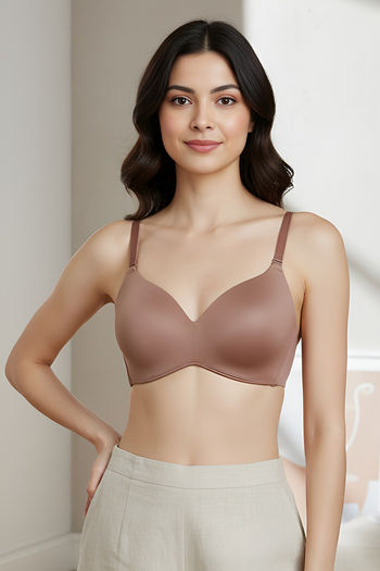 Buy Zivame At Work Padded Non Wired 3/4Th Coverage T-Shirt Bra - Beaver Fur